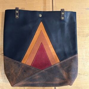 In Blue Handmade Leather Tote Bag